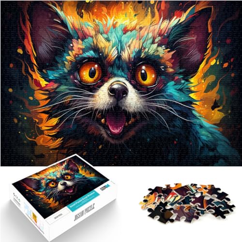 Spielgeschenk-Puzzle, bunter Lemur, 1000-teiliges Puzzle für Erwachsene, Holzpuzzle, Spaß für Aktivitäten zu Hause, Geburtstagsgeschenk, Reisegeschenke, 1000 Teile (50 x 75 cm)