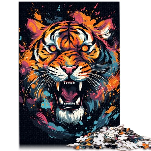 Spielzeug-Puzzle Wilder bunter Tiger Puzzle für Erwachsene 1000-teiliges Holzpuzzle ganze Familie 1000 Stück (50 x 75 cm)