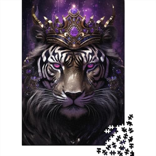 Tiger-Holzpuzzle für Teenager, Kunstpuzzle für Erwachsene, 1000 Teile, Weihnachtsgeburtstagsgeschenk für Erwachsene und Teenager (Größe: 75x50cm)