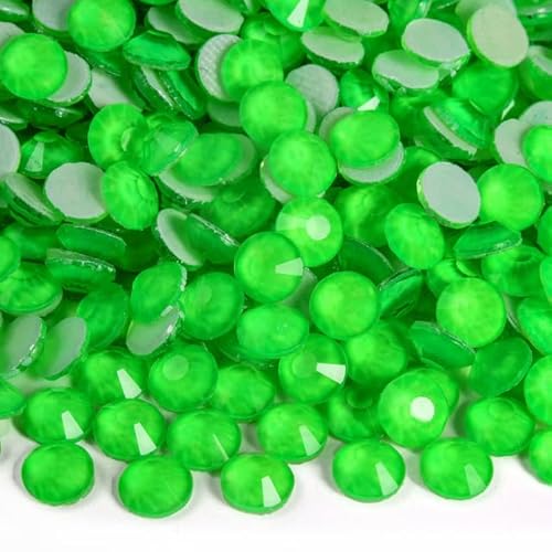 Bulk Flatback Strasssteine, Kristall Hotfix, 1440 stücke Glitter Neon Hot Fix Strass Strass Diamant DIY Nähzubehör Kristalle Diamantes(Green,SS6)