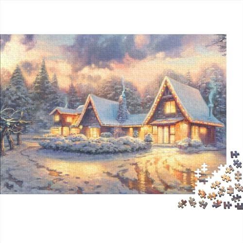 Winter Snow Wonderland Puzzle 1000 Teile, Romantic WinterPuzzle Für Erwachsene, Puzzle Farbenfrohes Legespiel,Geschicklichkeitsspiel Für Die Ganze Familie 1000pcs (75x50cm)