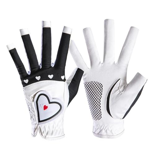 Golfhandschuhe 1Pair Frauen Golfhandschuhe Fingerlose Weiche Sporthandschuhe Damen Mädchen Granulat Anti-Skid Handschuh Linke und rechte Hand Elegante Fäustlinge Golfhandschuhe Damen(Noir,18)