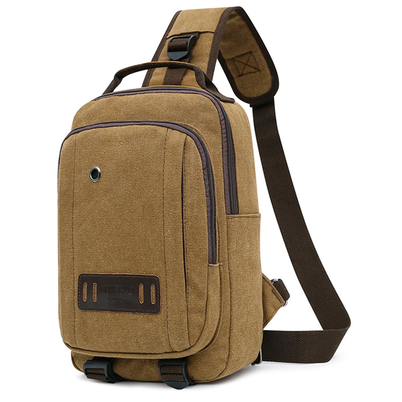 ohodhmnu Damen Tragetasche, Herren Crossbody Bag Stilvolle & Herren Canvas Schultertasche für Reisen & Freizeit für Handy Geldbörse & Schlüssel, coffee, with accessories