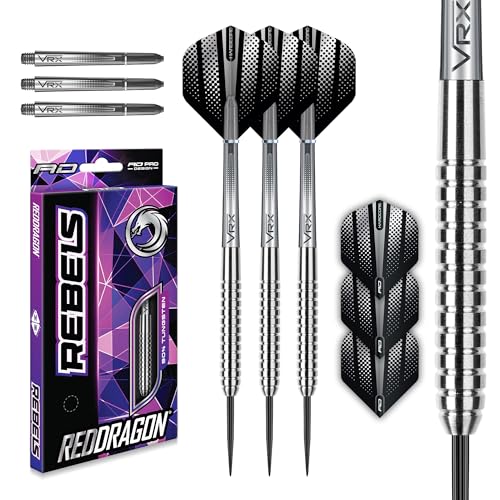 RED DRAGON Rebel 24 Gram Tungsten Darts Set mit Flights und Schäfte