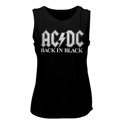 ACDC 1973 Heavy Metal Rock Band Music Group Back In Black Ladies Muscle Tank Top