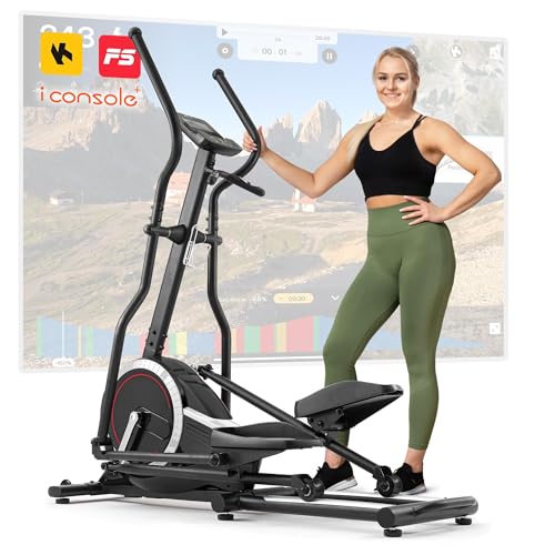 Hop-Sport Ellipsentrainer HS-070C - Ellipsen Crosstrainer für Zuhause mit Pulsmessung und 18kg Schwungmasse, max. Benutzergewicht 150kg Silber