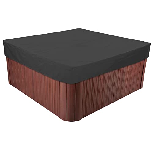 BaCover Outdoor Whirlpool Abdeckung, 210D Oxford-Gewebe Schutzabdeckung für Spa Wasserdicht UV-Schutz Pool-Abdeckung Quadratische,Schwarz,207x207x30cm