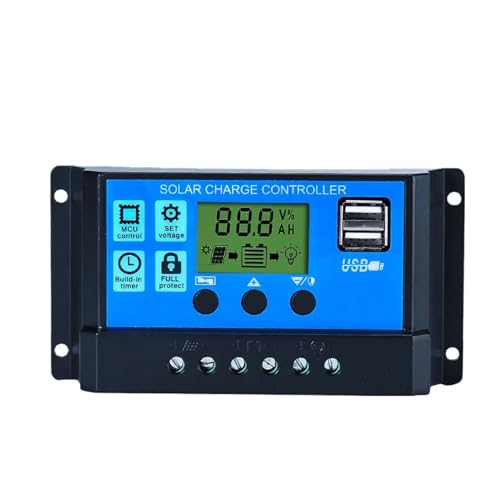 Solarregler, 10A 20A 30A 40A 50A 60A PWM Solar Laderegler LCD Display Intellinte 12V 24V Panel Batterie Regler(20A)