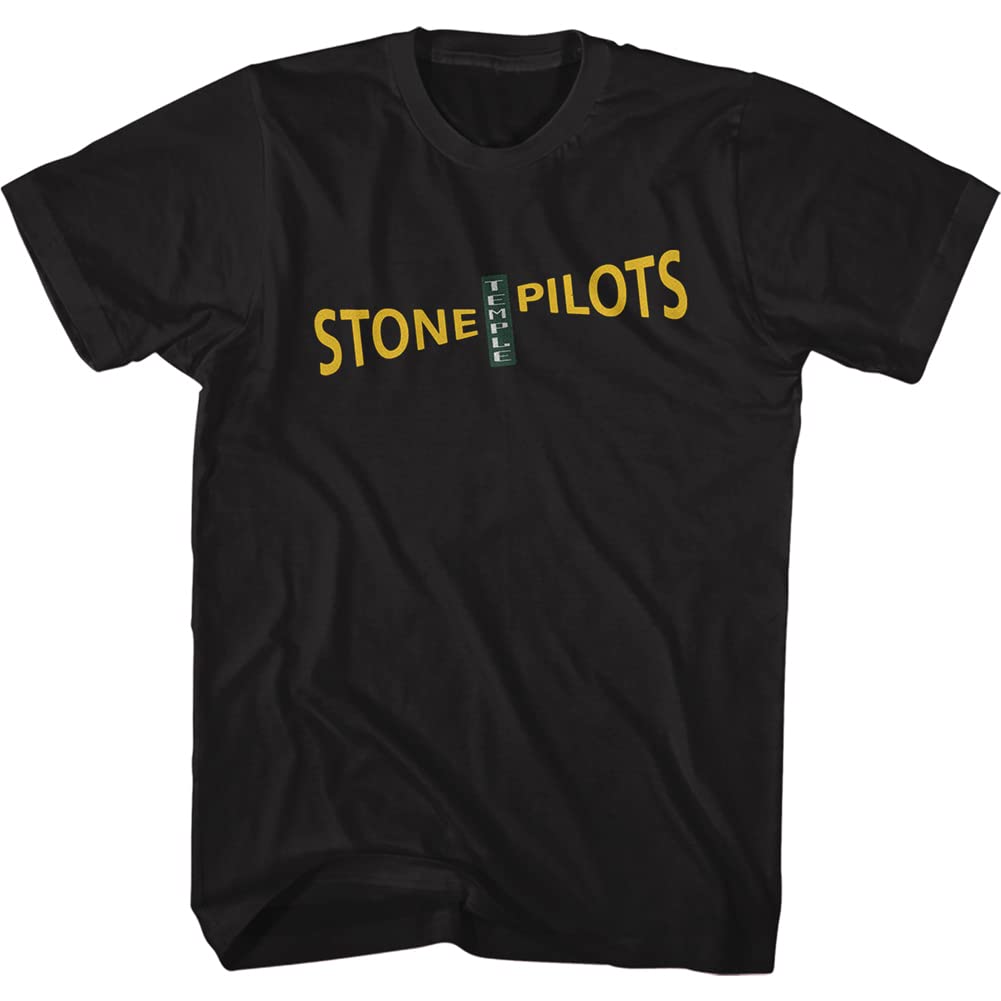 Stone Temple Pilots Rock Band Logo vorne & hinten Print Erwachsene Kurzarm T-Shirt, schwarz, Groß