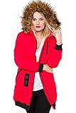 Cipo & Baxx Damen Jacke Winter Fellkapuze Outdoor Design WM106 Rot L