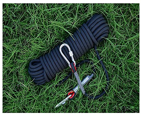 QHY Kletterseil, 14 mm, Sicherheitsseil, hohe Festigkeit, Outdoor, Abseilseil für Wandern, Bergsteigen, Training, Rettung, Feuerfluchtseil (Farbe: Schwarz, Größe: 10 m x 14 mm)