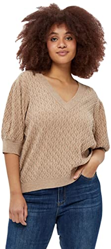 Peppercorn ,Women's ,Rosalia Puff Sleeve Tee Curved, 0273M WARM SAND MELANGE ,26