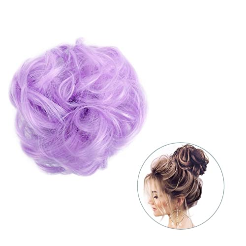 Bun Haarteile 1 Stück rund ums Haar, Pferdeschwanz, Donut-Haarknoten, Haarschmuck for Frauen, synthetischer, unordentlicher, lockiger, gewellter Scrunchie-Chignon mit Gummibandwickel Brötchen-Haarteil