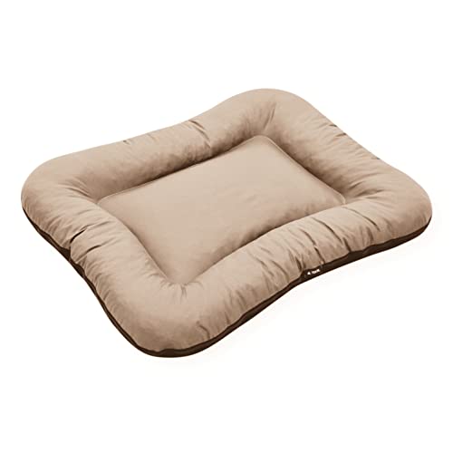 4L Textil Hundebett KLEO Hundekorb Tierkissen Hundesofa Hundeliege Hundekissen Haustierbett Schlafplatz Hundematratze Polyester Farbe und Größe wählbar von M bis XL (L - 110x90 cm, Cappuccino)