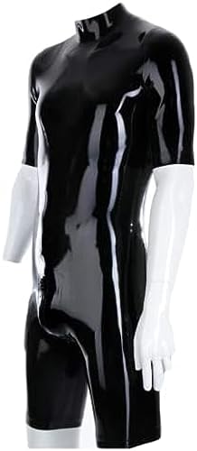 Halbarm-Latex-Catsuit, Sexy Gummi-Bodys, Halbe Hose, Ganz In Schwarz, Enge Kleidung Für Herren,Andere Farbe,Mann-XXL