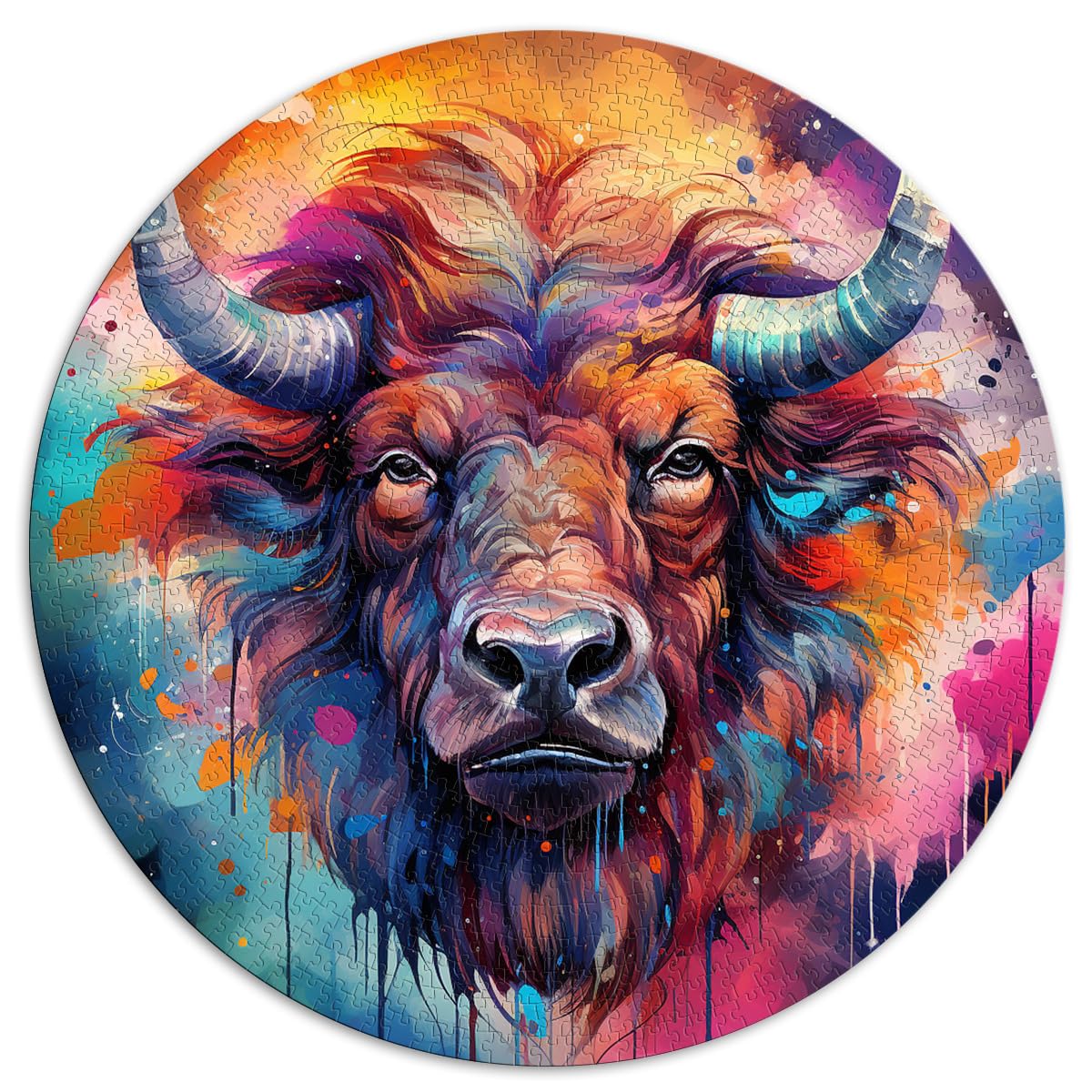 Puzzles Geschenke Spielzeug Buffalo Aquarell 1000 Teile Puzzlespiel 67,5x67,5cm Familienpuzzle ganze Familie