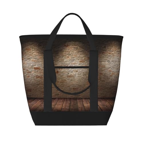 YQxwJL Lights Hit The Brick Wall Print Tragetasche mit großem Fassungsvermögen, isolierte Lunchtasche, wiederverwendbare Einkaufstasche mit Reißverschluss für Damen und Herren