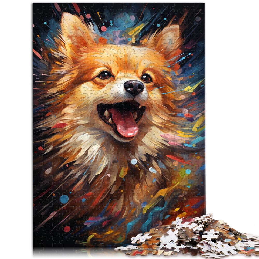 Puzzle für farbenfrohe, psychedelische Zeichnung eines süßen Hundes, Puzzle für Erwachsene, 1000-teiliges Puzzle, Holzpuzzle für die Heimdekoration, 1000 Teile (50 x 75 cm)