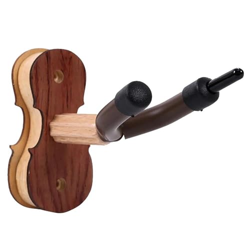 Violin Music Instrument Zubehör Hölzerner Geigen-Hängehaken Mit Bogenhaken/Schrauben Wandhalterung, Geigenhalter Holzsockel(Color:Brown)