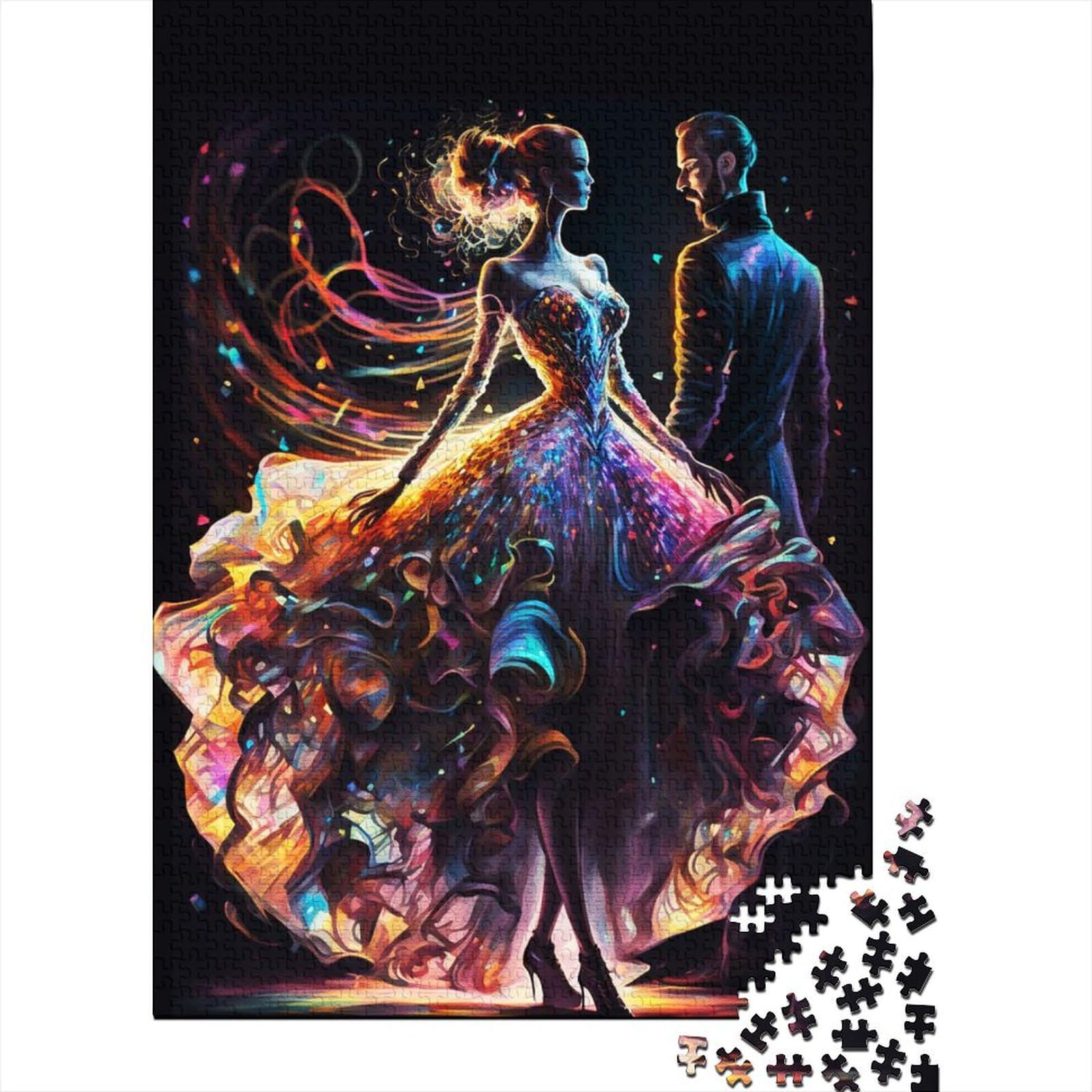 Kunstpuzzle für Erwachsene 1000 Teile „Dance with You“ Holzpuzzle für Erwachsene und Teenager ganze Familie und die (Größe: 75x50cm)