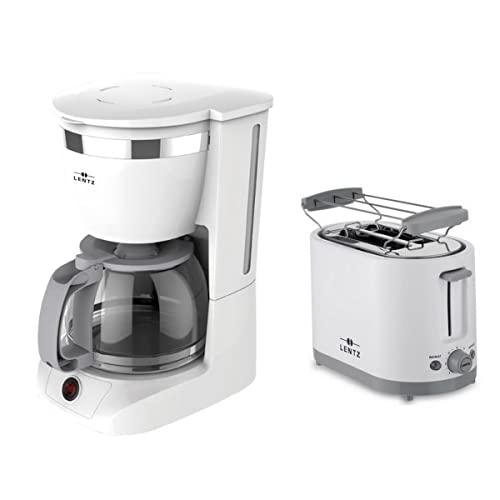 LENTZ Frühstücksset Kaffeemaschine Toaster Weiß-Grau