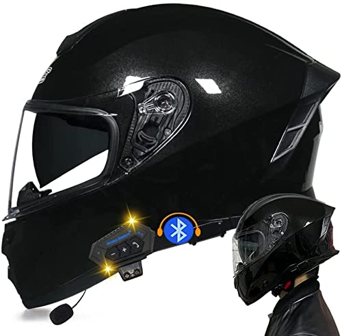 Integralhelm Motorradhelm Integrierter Bluetooth-Helm Klapphelm DOT/ECE Genehmigt Motorrad Full Face Helm Rollerhelm Doppelspiegel Sturzhelm Vier Jahreszeiten Für Damen Und Herren