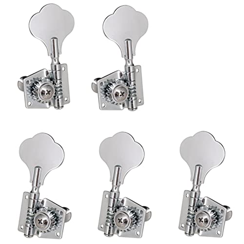 5 Stück Gitarrenzubehör Vintage Open Bass Gitarre Tuning Keys Pegs Mechaniköpfe Stimmwirbel für 5 Saiten, Bassgitarren-Stimmung (Farbe: Silber 2L3R)