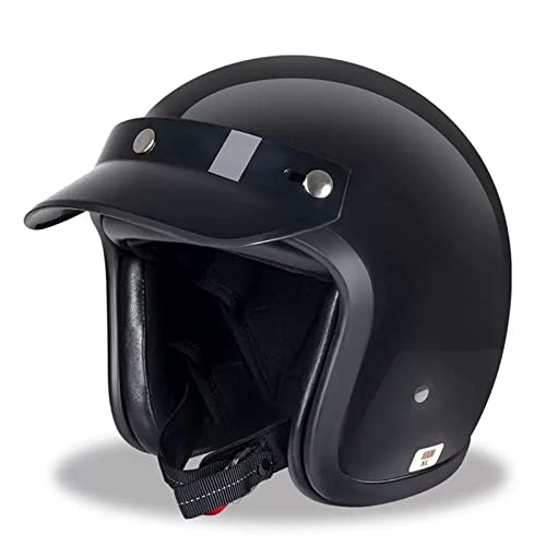 Vintage Motorrad Jethelme DOT/ECE-Zugelassen, Retro Motorradhelm 3/4 Helm Mit Visier, MofaHelm Pilotenhelm Rollerhelm Cruiserhelm, Halber Helm Herren Damen, Halbschale Helm ( Color : F1 , Size : 3XL=(