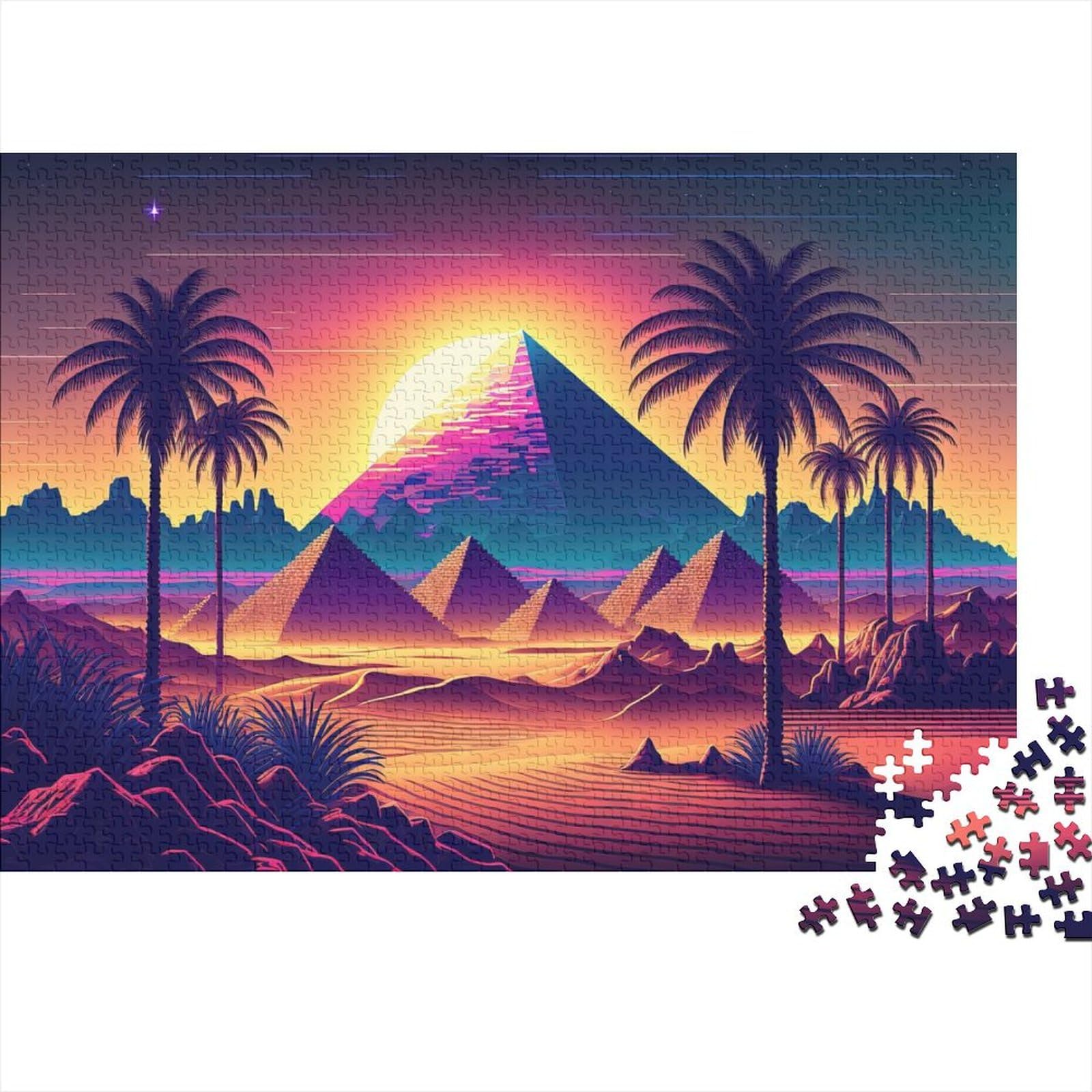 Schwierige, anspruchsvolle Puzzles, 500 Teile, Holzpuzzle „Pyramiden der Zukunft“ für Erwachsene und Teenager, interessante Puzzles zur Stressreduzierung (Größe 52x38cm)