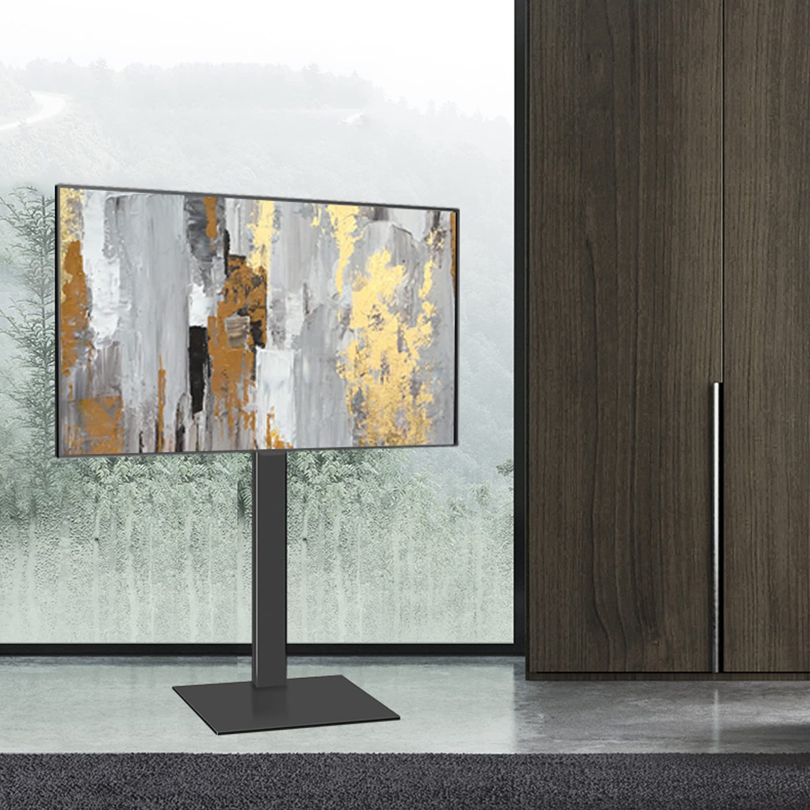 VSULZVNU Universal TV Ständer Universal TV Bodenständer TV Ständer Halterung mit Metallfuß Drahtmanagement für 32-65 Zoll Fernseher Platzsparend für Schlafzimmer/Wohnzimmer