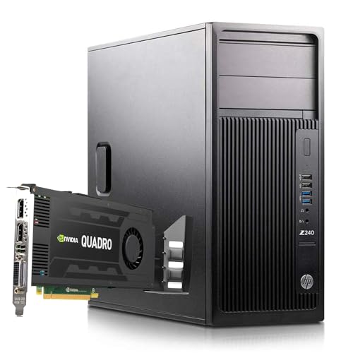 HP Desktop-Workstation Z240 mit Intel i7-6700 Prozessor, 16GB RAM, 480GB SSD, NVIDIA Quadro K4200 Grafikkarte mit 4GB und Betriebssystem Windows 10pro (Generalüberholt)