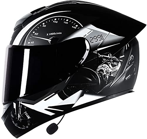 Bluetooth Motorradhelm Integralhelm Klapphelme,Erwachsene Integralhelm Motorrad Mit Anti-Fog Visier,Motocrosshelme Mit Eingebautes Mikrofon,DOT/ECE Zertifiziert (Color : H, Größe : 2XL=63-64cm)