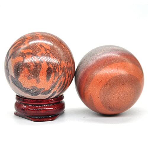 1PC 40mm Australischer Print Jaspis Quarzkristall Shpere Reiki Edelstein Massageball Schmuckstück Naturstein Dekor mit Ständer Kristall