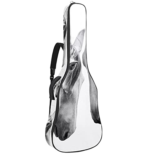 Gitarrentasche Gig Bag Gepolsterte Wasserdicht Gitarrenhülle für Akustikgitarre 40/41 / 42 zoll Tierpferd Weiß 108.9x42.9x11.9 cm