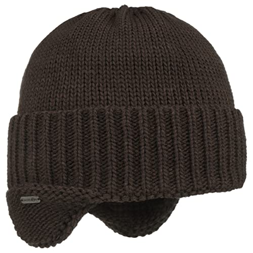 McBurn Anton Ohrenschutz Strickmütze Ohrenmütze Wintermütze Mütze Wollmütze Skimütze Herren - Made in Italy mit Futter, Futter Herbst-Winter - One Size braun