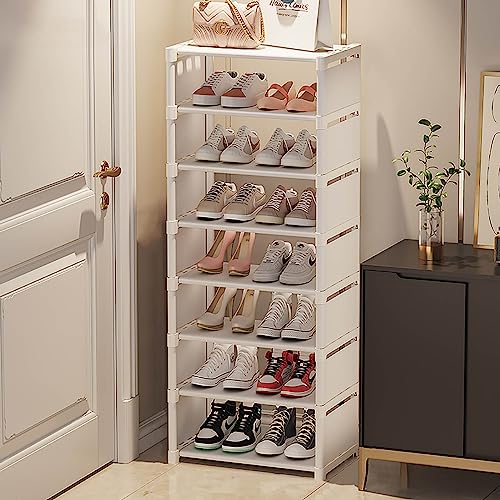 Schuhregal aus Vlies, hoch, vertikal, schmal, Schuhregal, Aufbewahrungs-Organizer, stabiles, stapelbares Schuhregal, klein, platzsparend für Eingangsbereich, Schrank, Flur (42,9 cm B x 26,9 cm T x