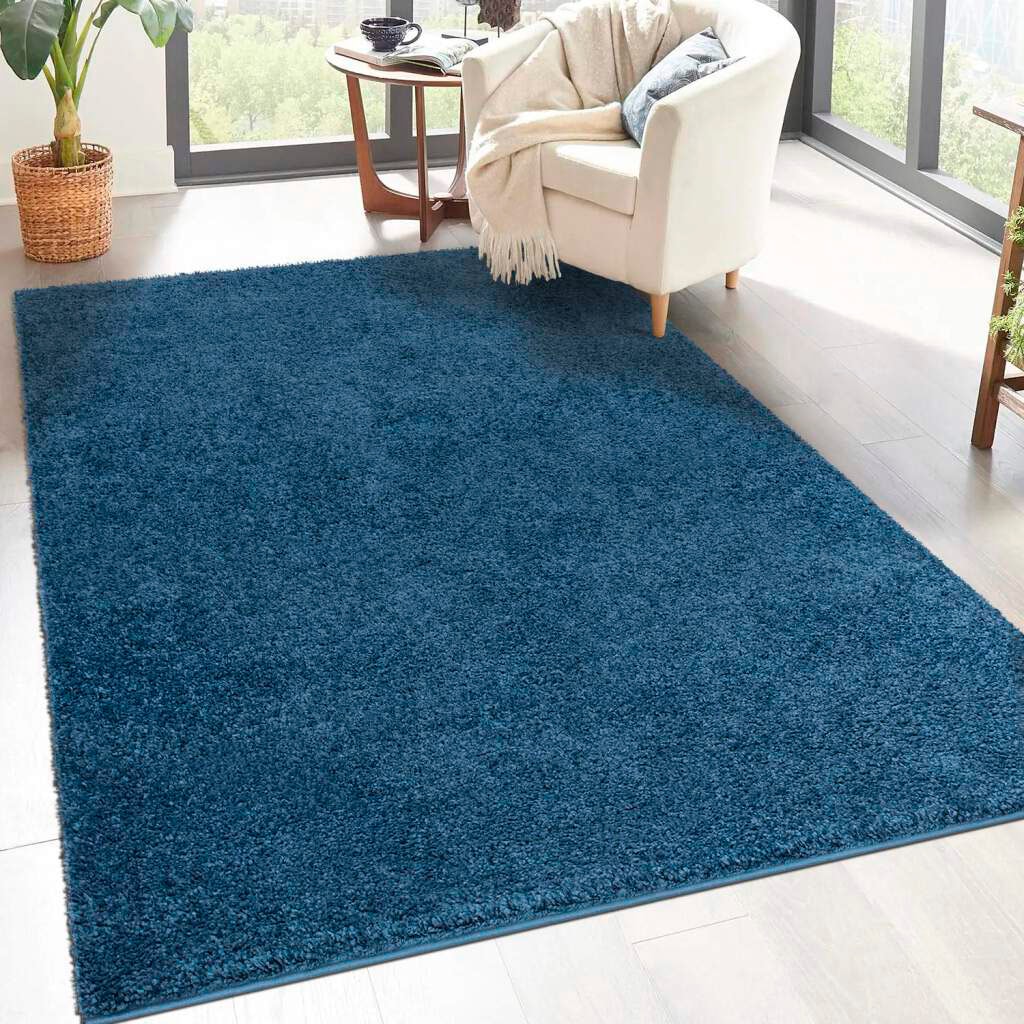carpet city Hochflor Teppich Wohnzimmer Einfarbig - Grün - 150x150 cm Quadratisch - Shaggy Langflor Uni Schlafzimmer - Weich&Flauschig - Modern