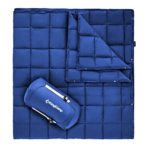 KingCamp Ultraleicht Reisedecke, Warme Outdoor Decke, Winddichte Camping Decke, Wasserabweisend Kompakt kleines packmaß für unterwegs Picknick Reisen zu Hause 213 × 203 cm Blau