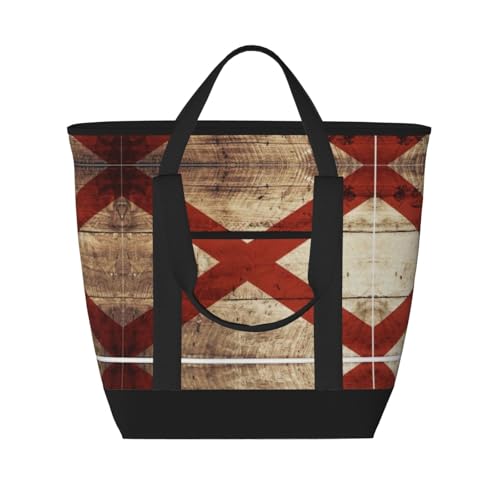 YQxwJL Isolierte Kühltasche mit Alabama-Flagge, großes Fassungsvermögen, Einkaufstasche, Reisetasche, Strand, wiederverwendbare Einkaufstasche für Erwachsene, Schwarz, Einheitsgröße