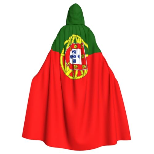 WURTON Eleganter Kapuzenumhang mit portugiesischer Flagge, für Halloween, Karneval, Mottopartys, Cosplays, Erwachsene, Unisex