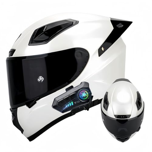 Integraler Bluetooth-Motorradhelm, Modularer Integral-Motorradhelm Mit Doppelvisier, ECE-Zugelassener Bluetooth-Motorradhelm, Modularer Integralhelm Für Männer Und Frauen A,M55-56CM