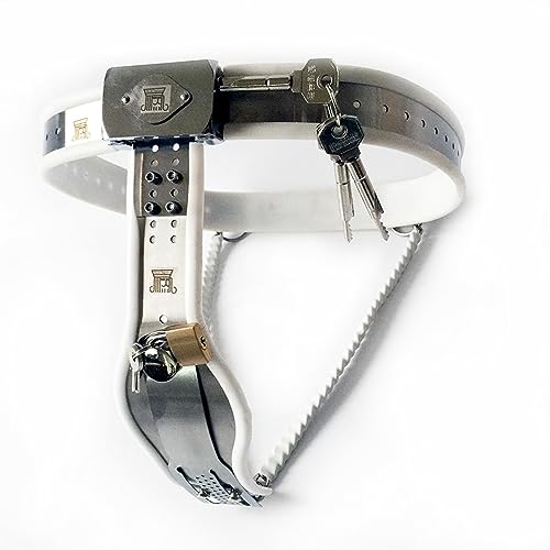 Frau Keuschheitsgürtel mit Taille und Vagina Schloss Edelstahl Chastity Belt Damen Metall Sexy Höschen Chastity Device Bondage Keuschheitskäfig BDSM Sexspielzeug für Paare Extrem,Weiß,120/130cm