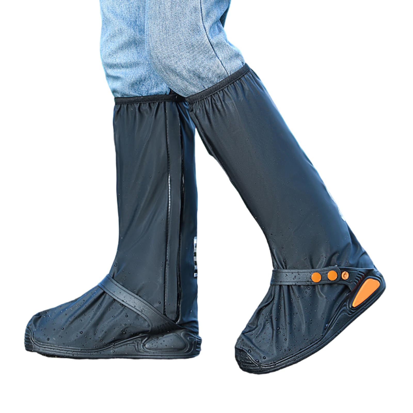 JUNNASALIKER Regendichter Stiefel mit Reißverschlüssen für Outdoor-Sport, Wandern, rutschfeste PVC-Regenstiefel mit Reißverschlüssen