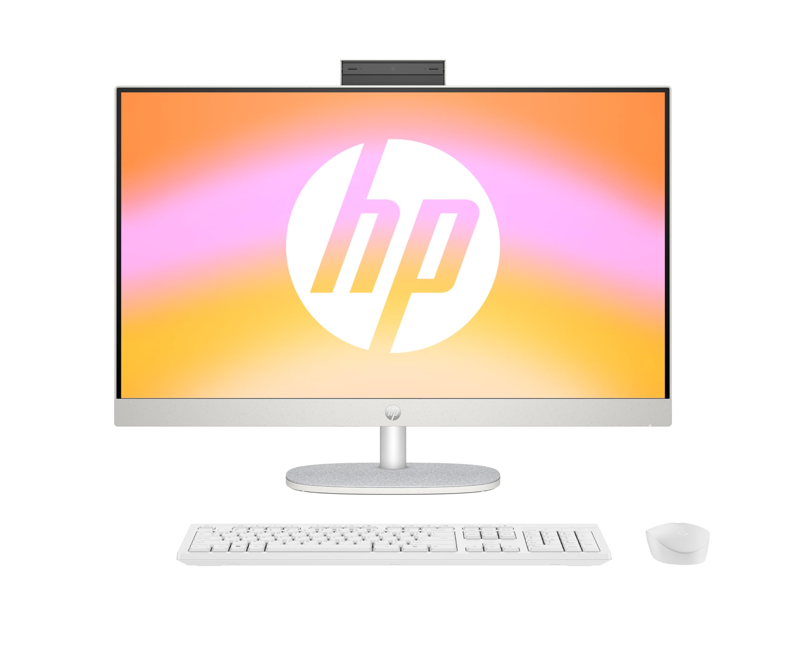 HP All-in-One Desktop-PC | 27" FHD Display | AMD Ryzen 5 7520U | 16 GB DDR5 RAM | 512 GB SSD | AMD Radeon-Grafikeinheit | Windows 11 Home | Weiß