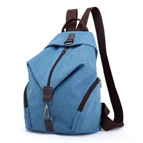 QSFZ NICHANGHUA Leinwand Weiblichen Rucksack Multifunktions Casual Rucksack for Teenager Mädchen Sommer Frauen Große Kapazität Schulter Tasche (Color : Sky Blue, Size : 27cm x 15cm x 35cm)