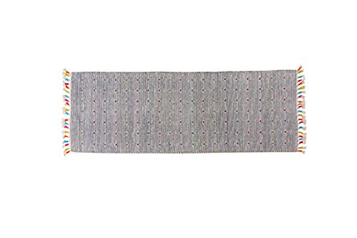 Dmora Moderner Texas Teppich, Kelim-Stil, 100% Baumwolle, grau, 240x60cm