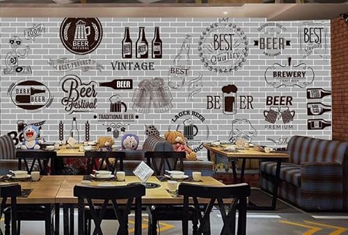 tyujlkjddlf Tapete Wandbild 3D Benutzerdefinierte Handgemaltes, Personalisiertes Bier-Bar-Café-Hintergrund-Wandbild-450Cmx300Cm