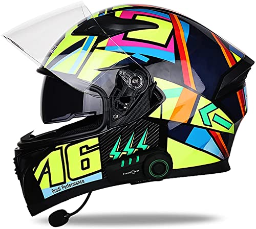 Integralhelm Helm Motorradhelm Mit Bluetooth-Headset und Klapphelm Doppelvisier Full face Motorrad Helm Klapphelm DOT/ECE Genehmigt Rollerhelm für Erwachsene Damen Herren