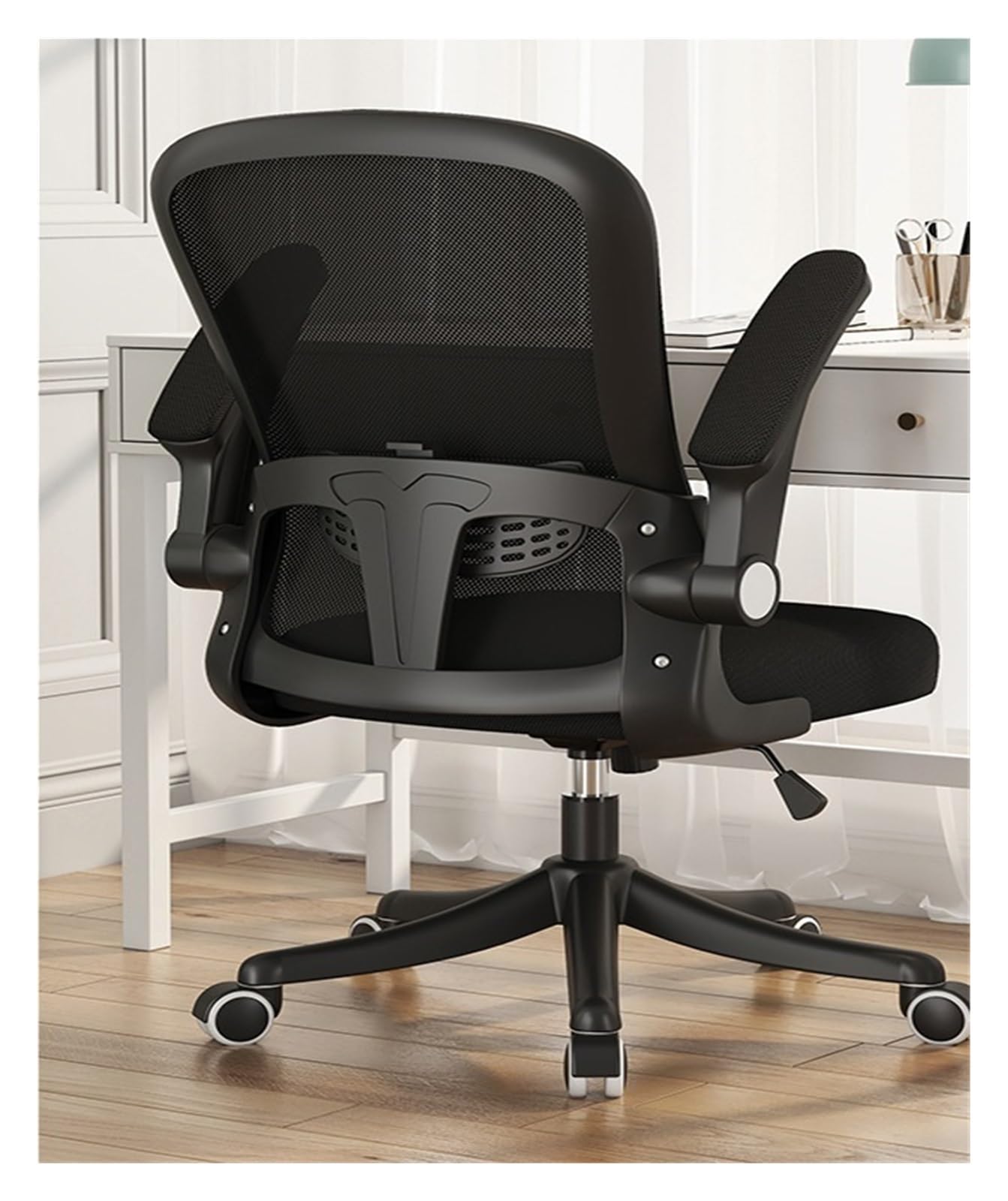 Ergonomischer Bürostuhl, Chefsessel, atmungsaktiv, Netzstoff, Heimcomputer, Bürostuhl mit Rückenlehne, ergonomischer Drehstuhl mit Liftfunktion (Farbe: Schwarz, Größe: ohne Kopfstütze) interessant