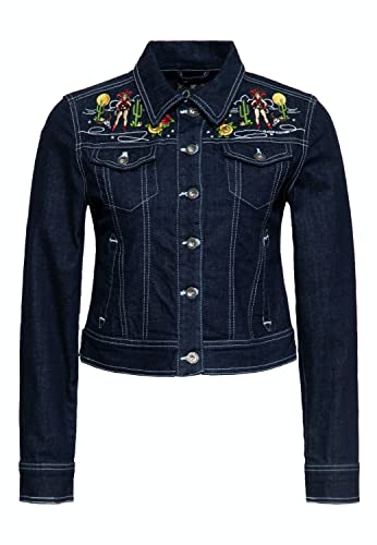 Queen Kerosin Damen Denim Jeansjacke Mit Vintage Stickerei Im Vestern Style